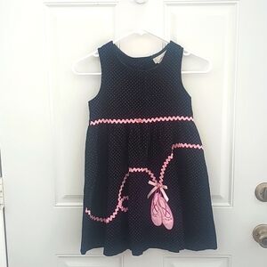 Vintage Rare too corduroy black and pink bric brac polka dot ballet dress size 6